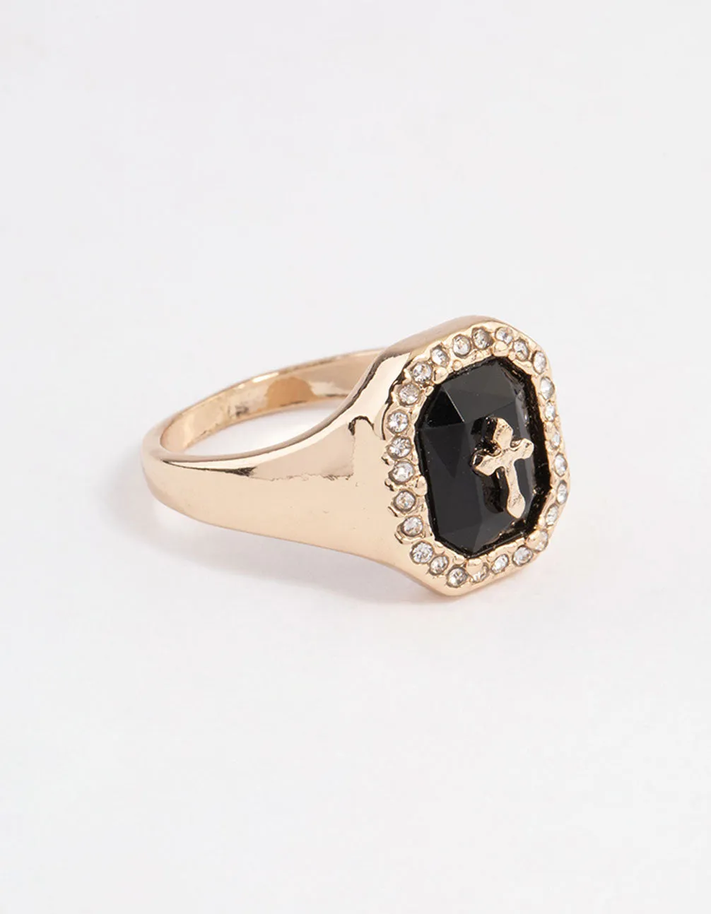 Functional Style Understated Mood Black Cross Signet Ring