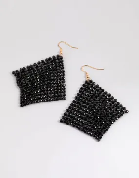 Black Diamante Chainmail Drop Earrings Refined Detail