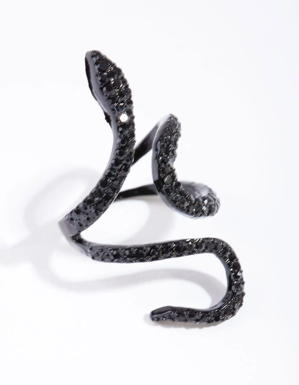 Youth Accent Quality Statement Black Diamante Snake Ring