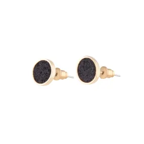 Black Gold Mini Round Glitter Stud Earrings Sturdy Item Contemporary Creation