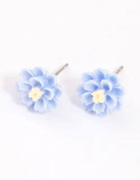 Blue Dahlia Stud Earrings Stylish Accessory