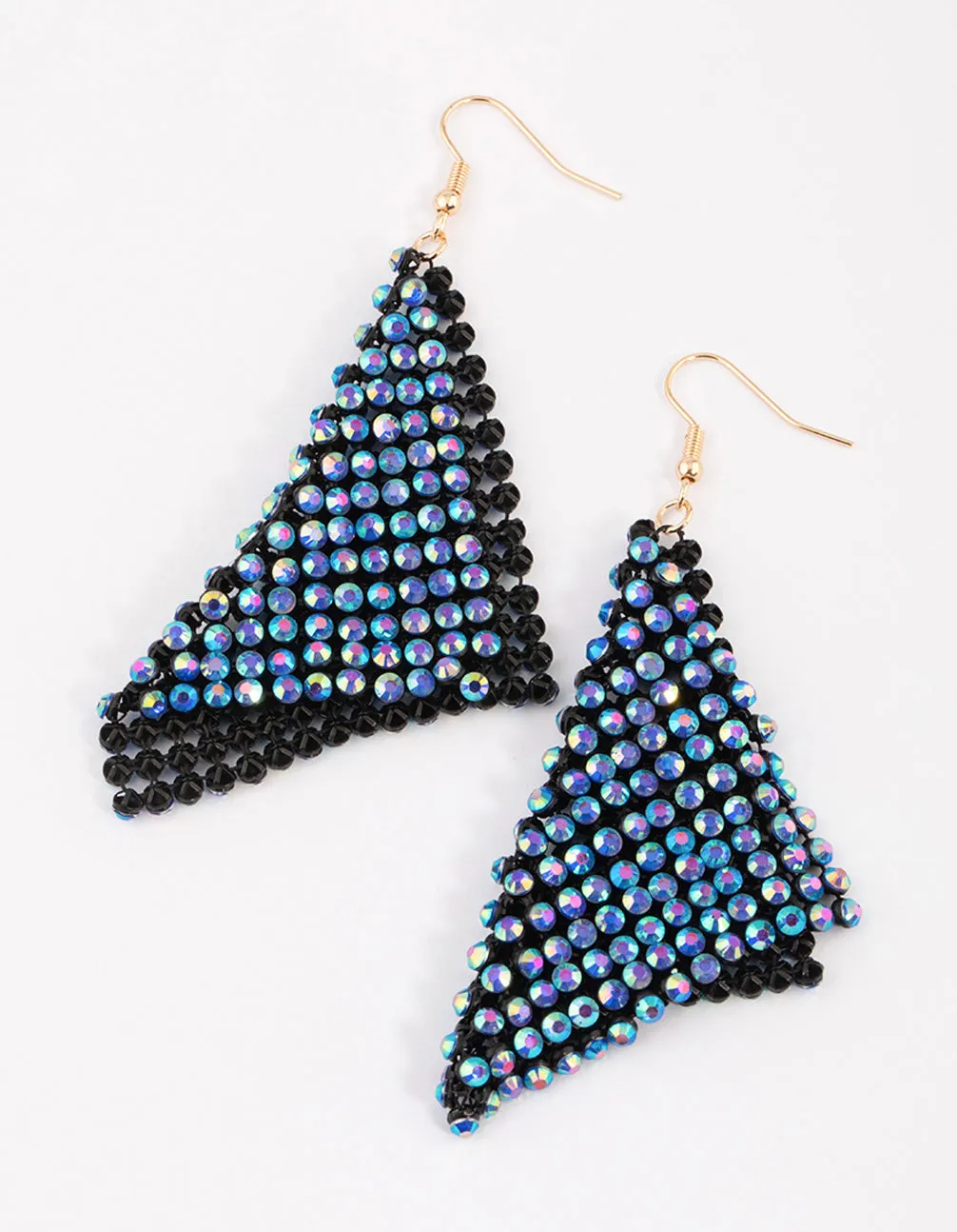 Pretty Vibe Blue Diamante Chainmail Drop Earrings