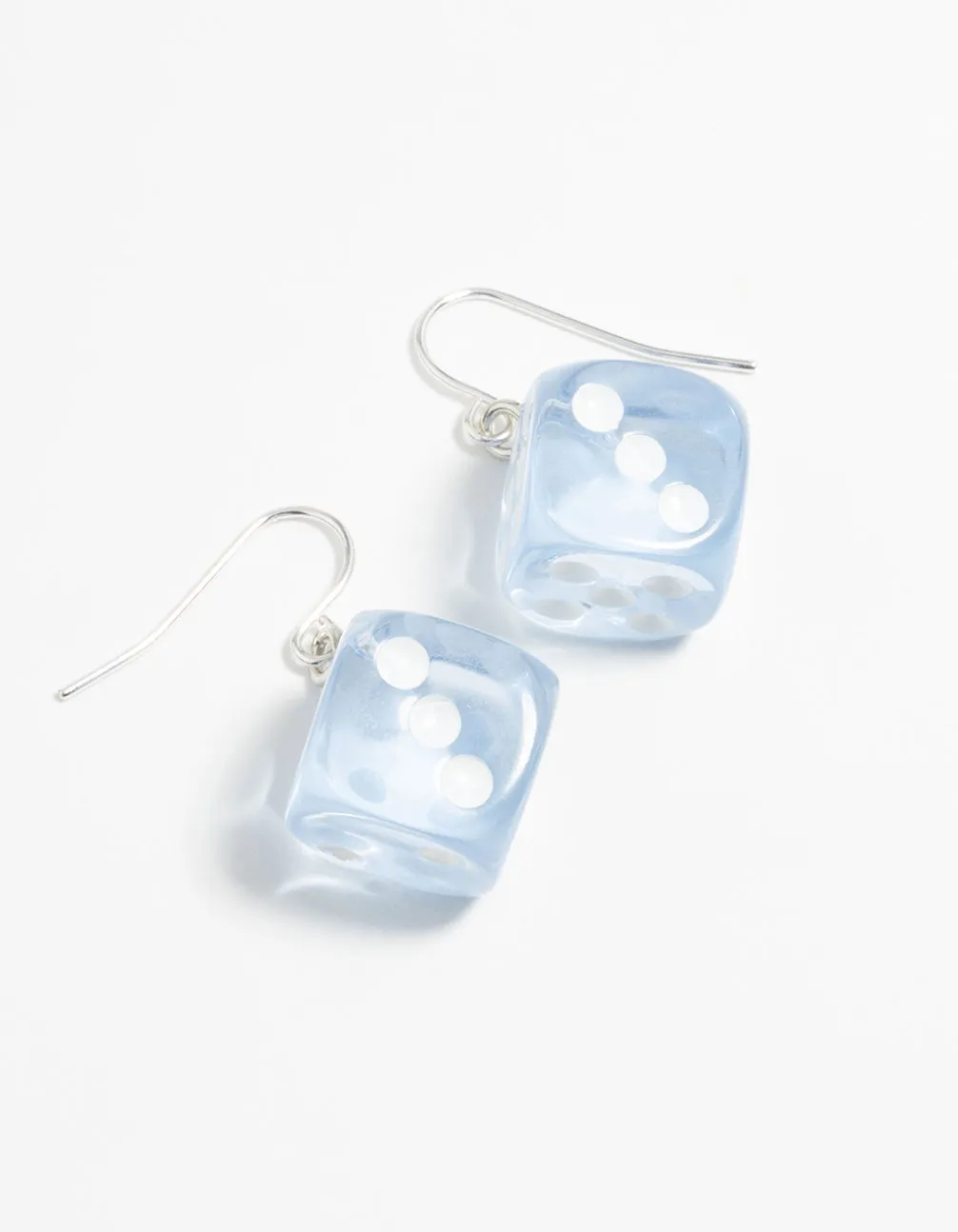 Blue Dice Drop Earrings Petite Ornament