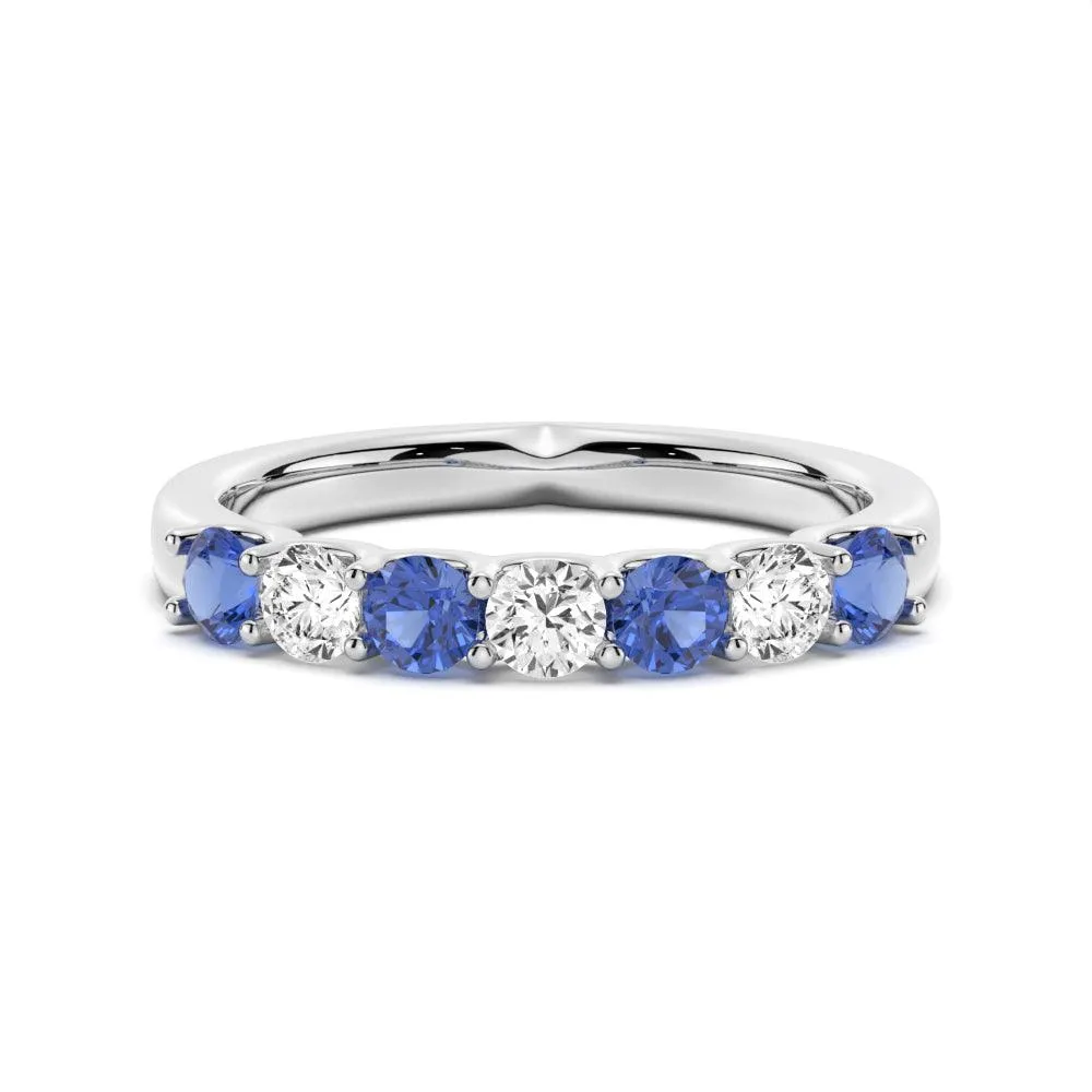 Modern Appearance Eternal Craft Blue Sapphire and Moissanite Anniversary Band