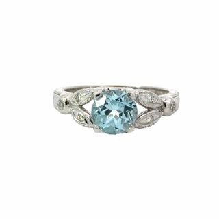 Blue topaz and diamond Ring Radiant Statement Shiny Jewels
