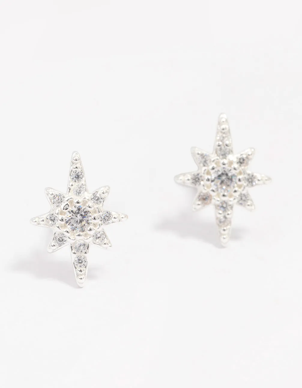 Sterling Silver Cubic Zirconia Mini Star Stud Earrings Vintage Ornament Gorgeous Option