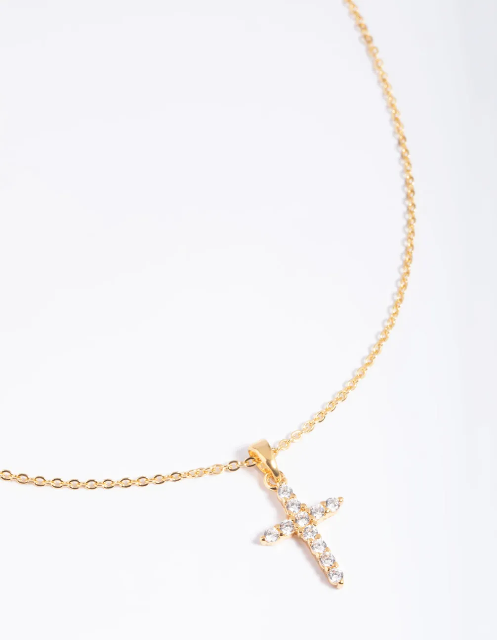 Joyful Style Timeless Adornment Gold Plated Cubic Zirconia Cross Necklace
