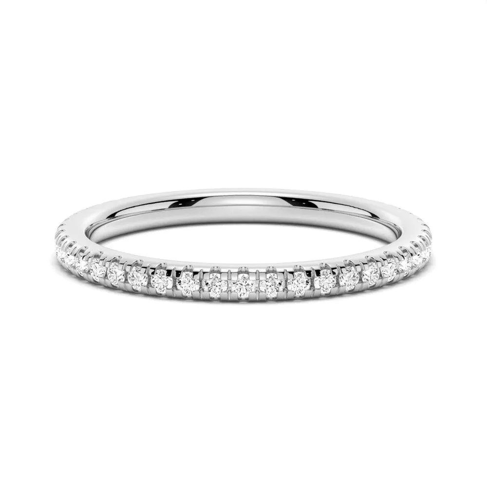 Contemporary Accent Petite Pav?? Round Moissanite Half Eternity Band