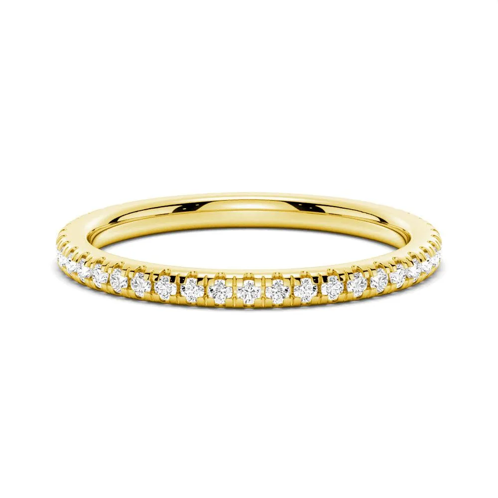 Petite Pav?? Round Moissanite Half Eternity Band Solid Construction Refined Look