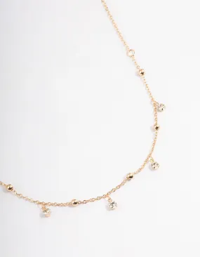 exquisite design Attractive Present Gold Diamante Droplet Station Necklace