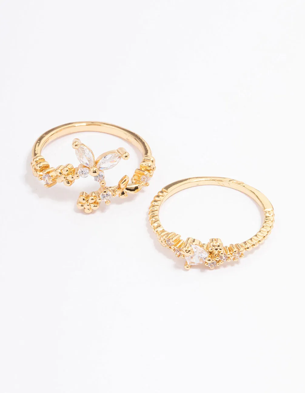 Gold Plated Floral Stone Ring Pack Brilliant Decoration Beautiful Symbol