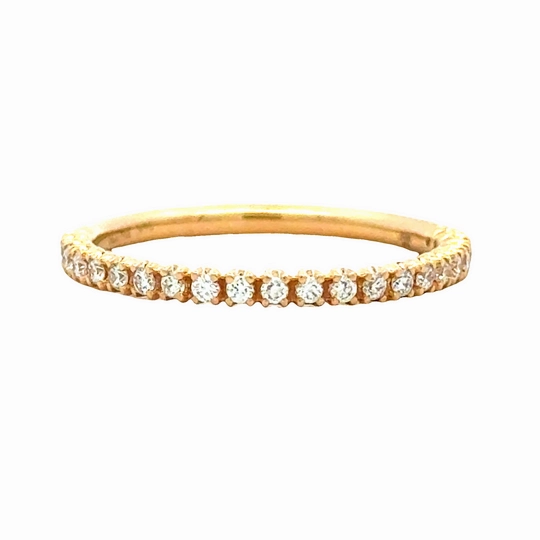 Vivid Finish Glowing Detail 14K Yellow Gold 1/2 Way Around Wedding Band (0.25 ct tw)