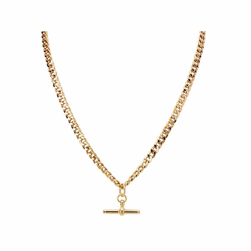 High Class Everyday Mood Sterling Silver Gold Plated Curb Chain Toggle Necklace