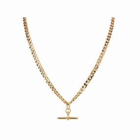 High Class Everyday Mood Sterling Silver Gold Plated Curb Chain Toggle Necklace