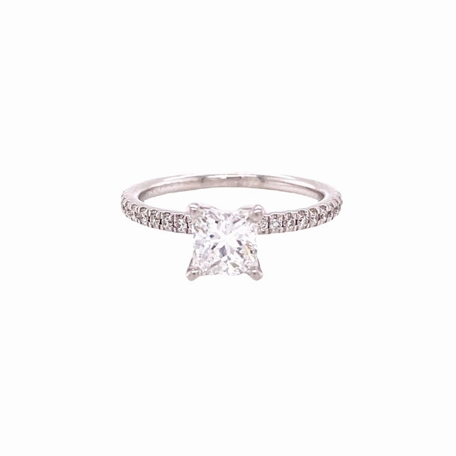 Luxury Jewelry Glam fit PRINCESS CUT DIAMOND RING WITH DIAMONDS IN THE SHANK (.91cttw)