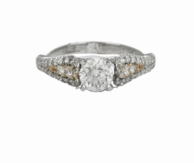 Handcrafted Treasures 14 Karat White/Rose Gold Pave Engagement Ring (1.13cttw)