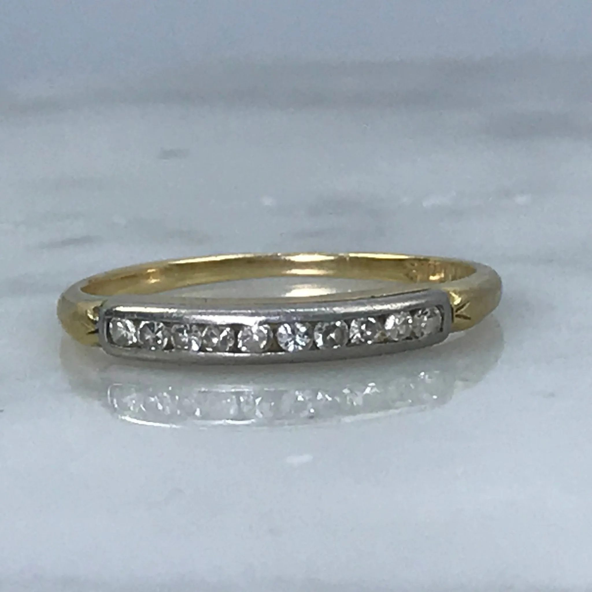 Diamond Wedding Band. 14K Gold. April Birthstone. 10th Anniversary Gift. Stacking Ring. Traditional Craft Refined Vibe