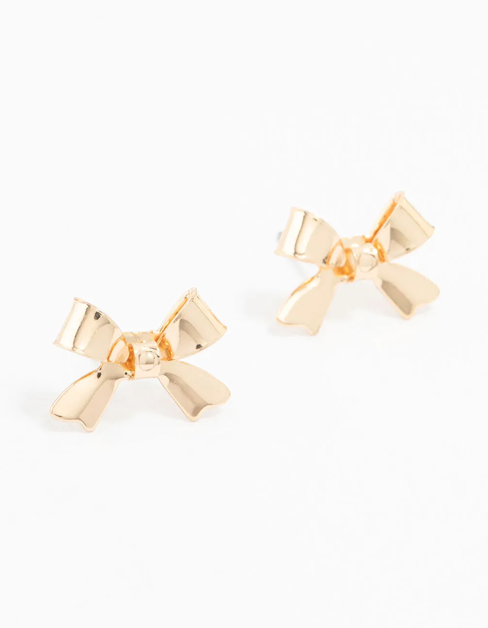 Chic Option Pretty Adornment Gold Ribbon Bow Stud Earrings