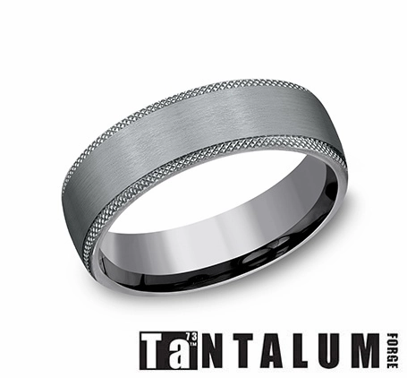 Tantalum Grey Ctrr Knurled Edge 6.5mm Size 10 Timeless Glam Urban Mood