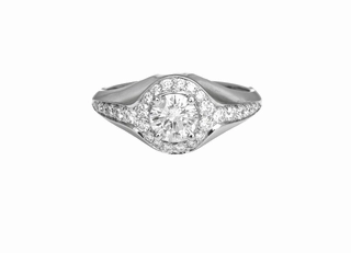Exquisite Touch Cool Form CONTEMPORARY DIAMOND HALO RING WITH DIAMONDS DOWN SHANK
