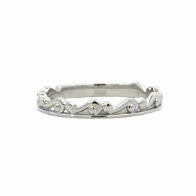 White Gold Stackable Band Edgy Mood