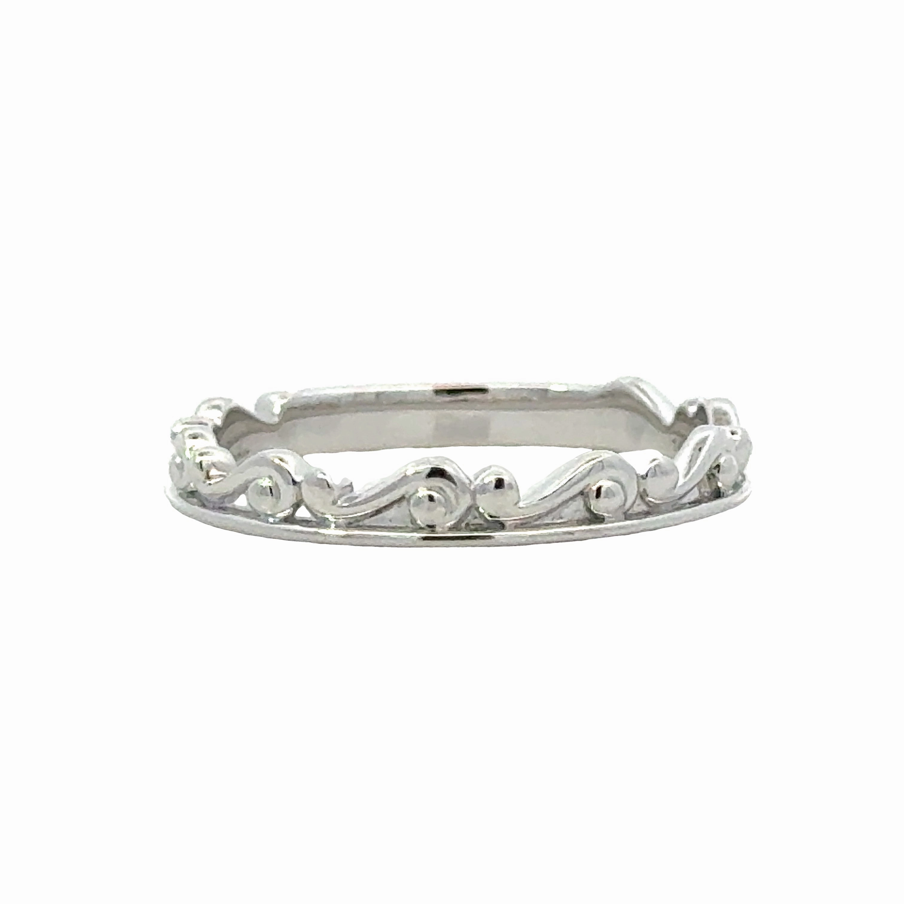 White Gold Stackable Band Edgy Mood