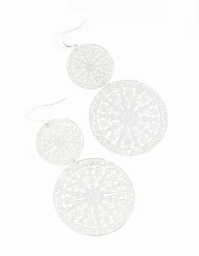 Silver Filigree Statement Disc Drop Earrings Affordable Selection Fashionable Choice