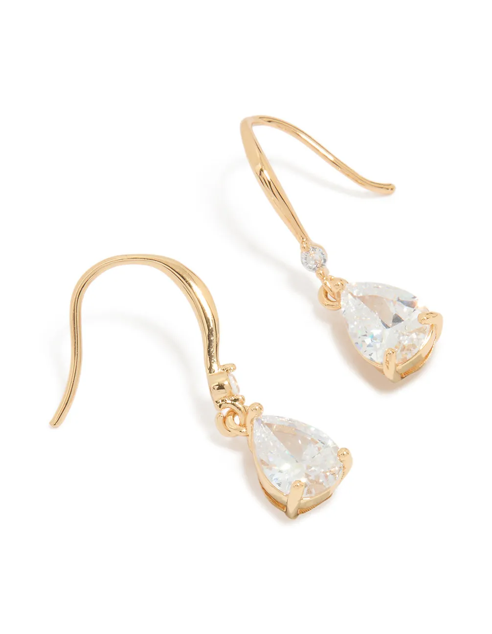 Casual Trinket Gold Plated Cubic Zirconia Teardrop Hook Earrings