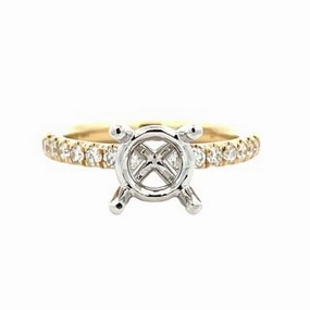 Premium Edge 14k two-tone Diamond Engagement Semi Mount 0.35cttw