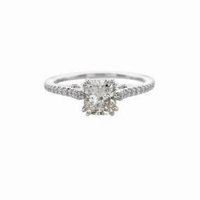 CUSHION CUT DIAMOND RING WITH DIAMONDS DOWN THE SHANK 1.28CT TW Modern Outfit Soft Tone