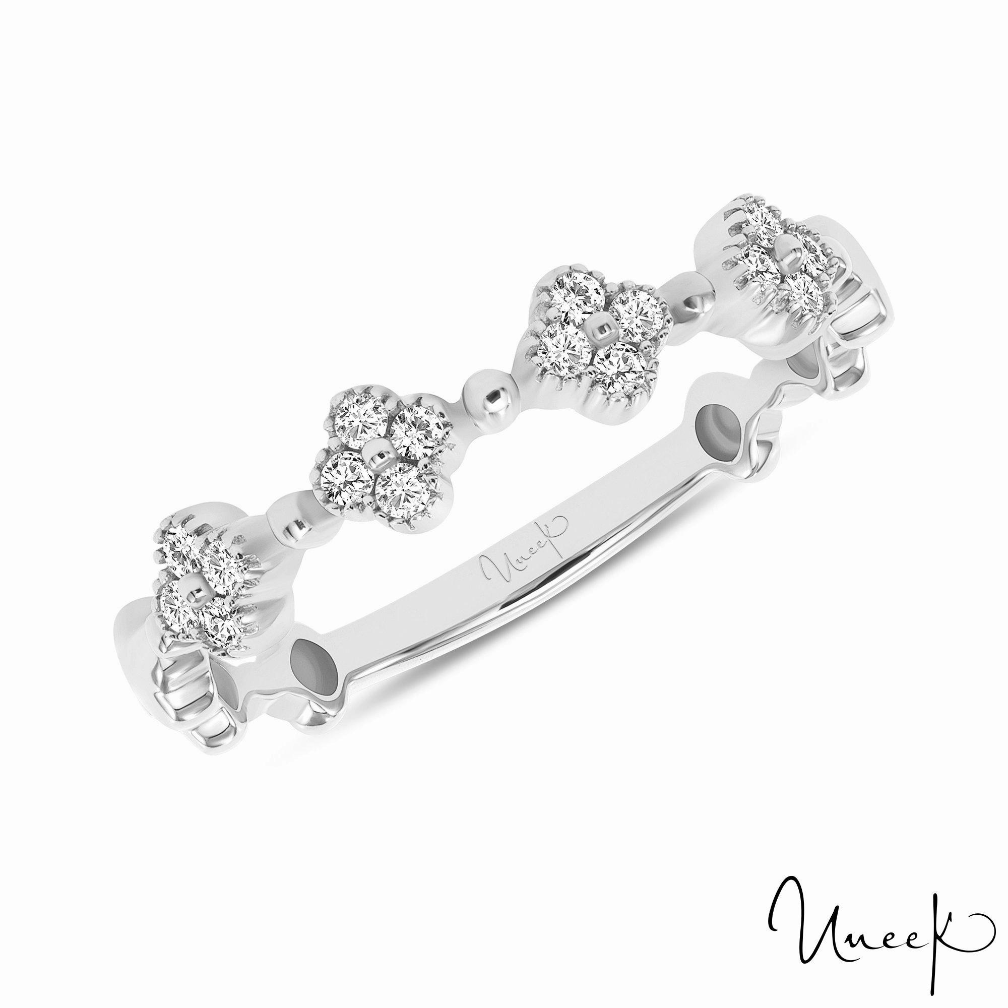 Polished Contour Diamond Stackable Band