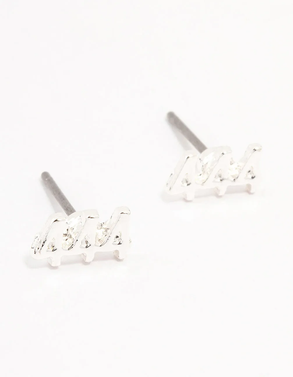 Sturdy Finish Minimalist Embellishment Silver 444 Stud Earrings