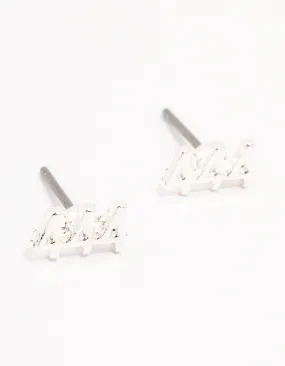 Sturdy Finish Minimalist Embellishment Silver 444 Stud Earrings