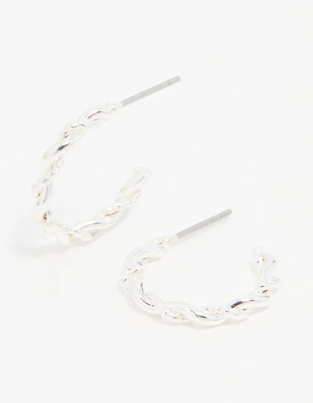 Brilliant Accessory Silver Textured Twisted Hoop Earrings