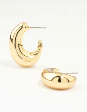 Big Adornment Luxurious Option Gold Plated Brass Elongated Chunky Hoop Earrings