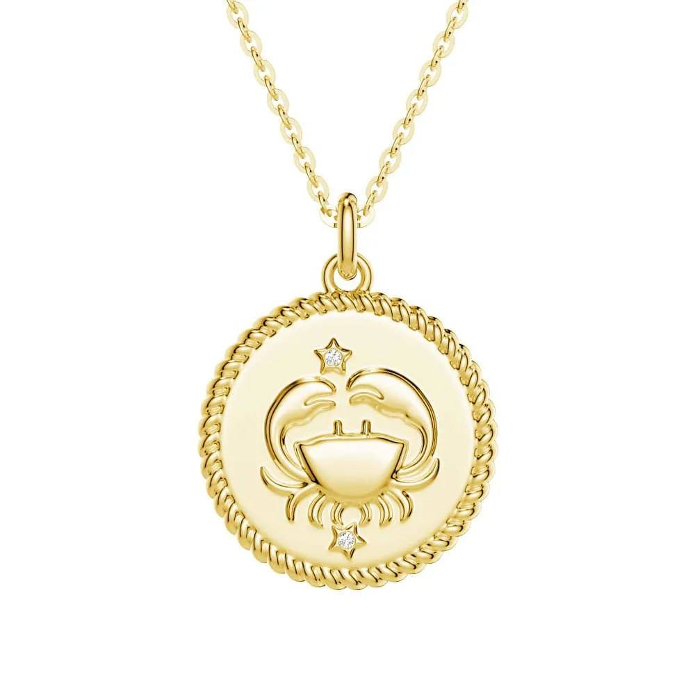 Cancer Constellation Lab Grown Diamond Birthstone Pendant Necklace Luxury Accessory Travel Gift