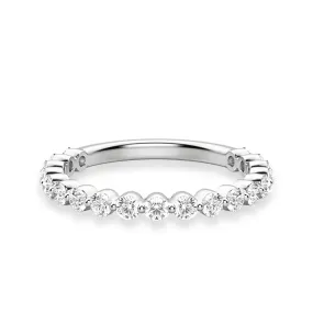 Delicate Symbol Round Cut Shared Prong Moissanite Half Eternity Band