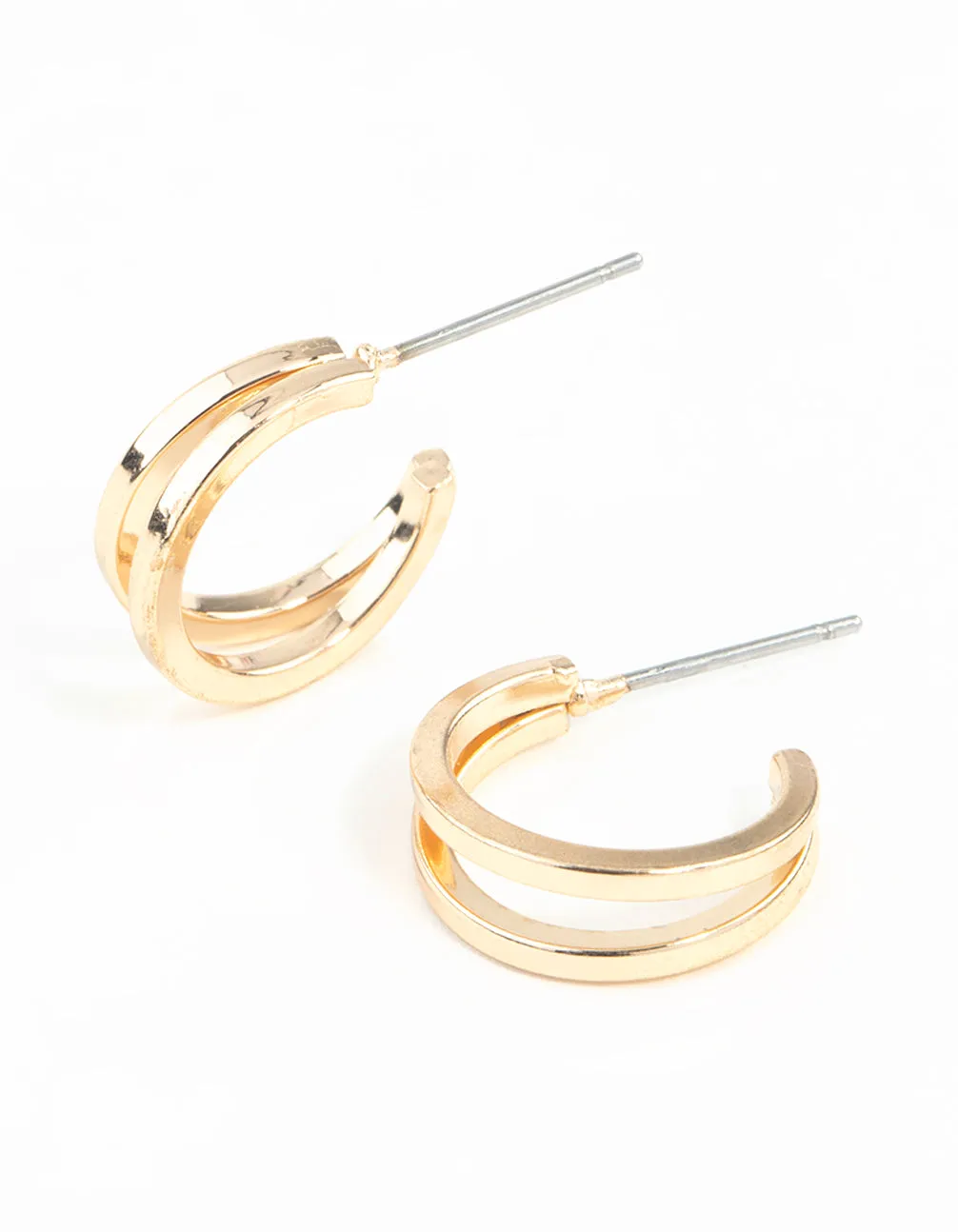 Gold Double Hoop Earrings Contemporary Design Modern Adornment