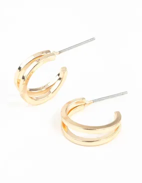 Gold Double Hoop Earrings Contemporary Design Modern Adornment