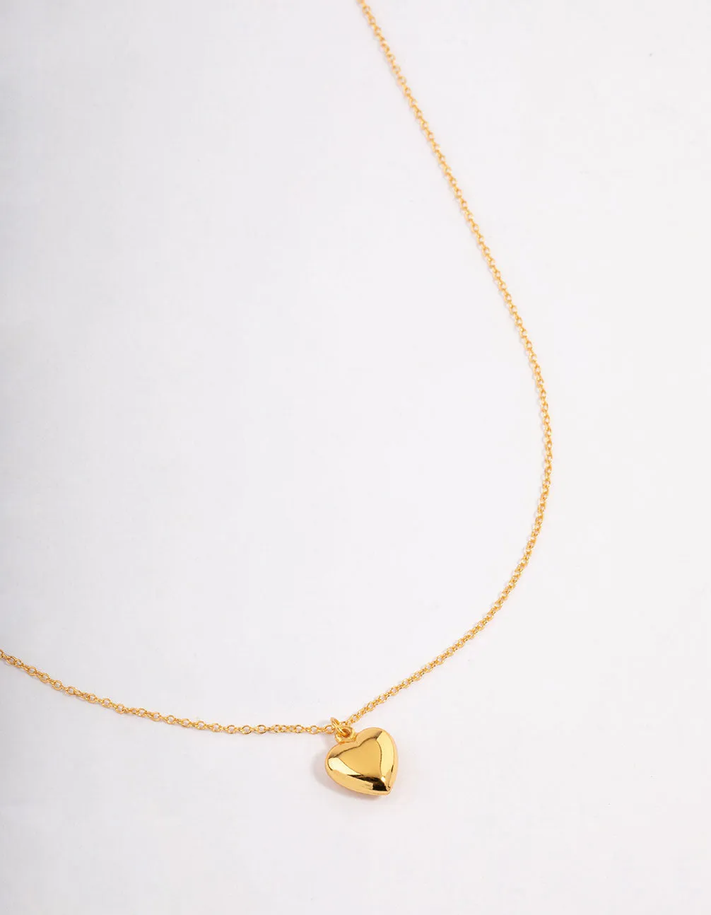 Gold Plated Sterling Silver Puffed Heart Necklace Simple Adornment elegant design