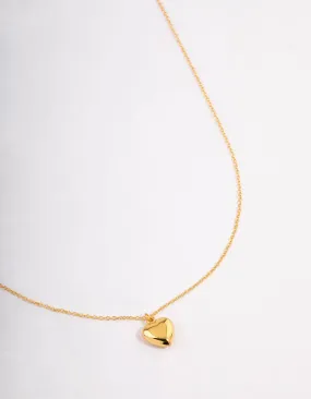 Gold Plated Sterling Silver Puffed Heart Necklace Simple Adornment elegant design