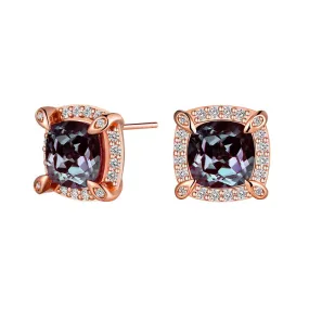Glossy Piece Secure look 4 Ctw Cushion Cut Alexandrite Moissanite Pave Stud Earrings