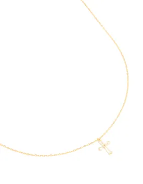 Gold Plated Sterling Silver Cubic Zirconia Cross Necklace Effortless Look