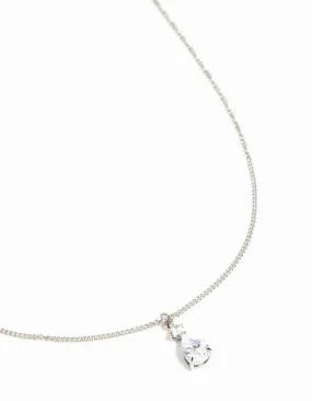 Concert Style Waterproof Stainless Steel Cubic Zirconia Pear Pendant Necklace