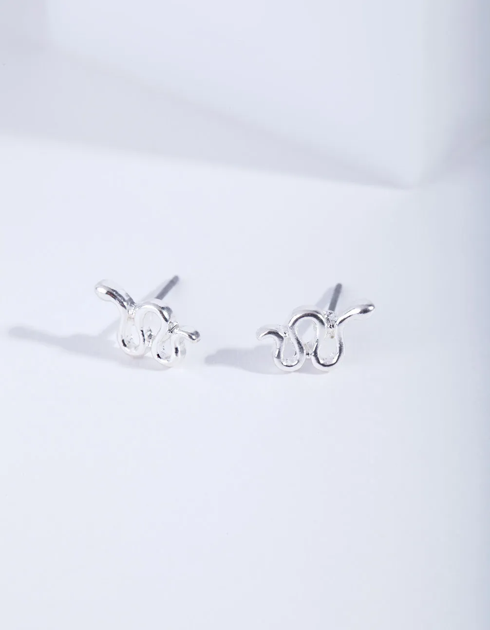 Silver Snake Stud Earrings Tiny Adornment Daily Piece