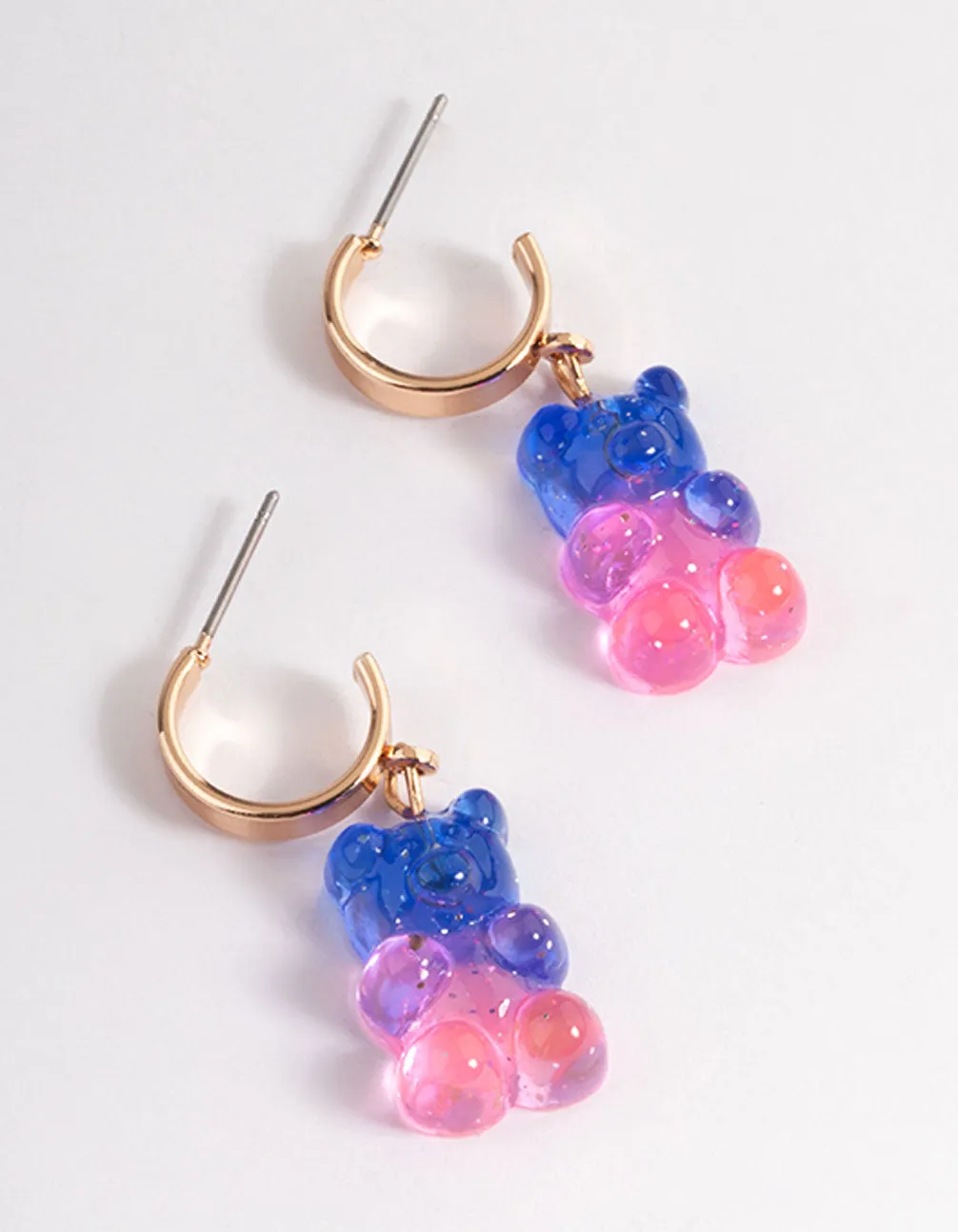 Purple Ombre Candy Bear Huggie Earrings Shiny look