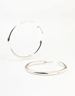 Silver Minimal Chunky Hoop Earrings Graceful Essential premium design