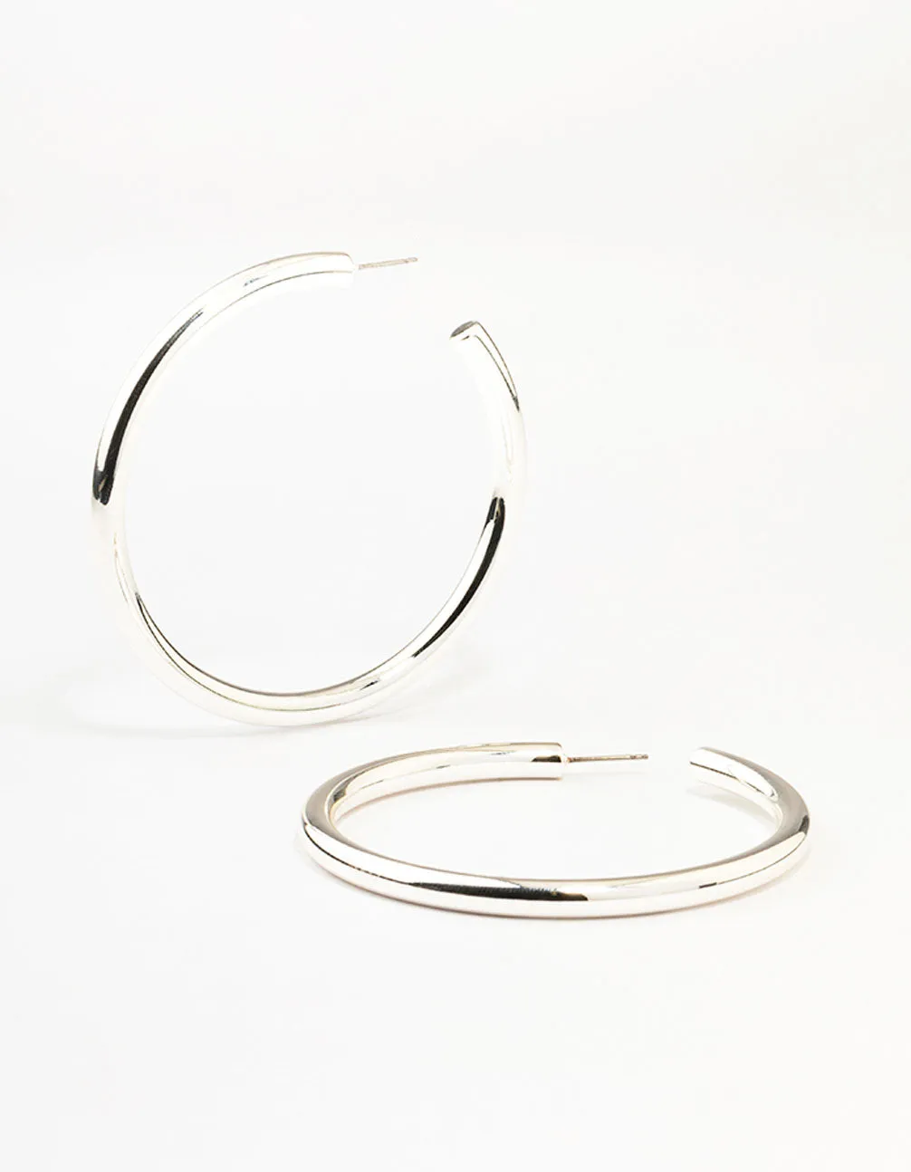 Silver Minimal Chunky Hoop Earrings Graceful Essential premium design