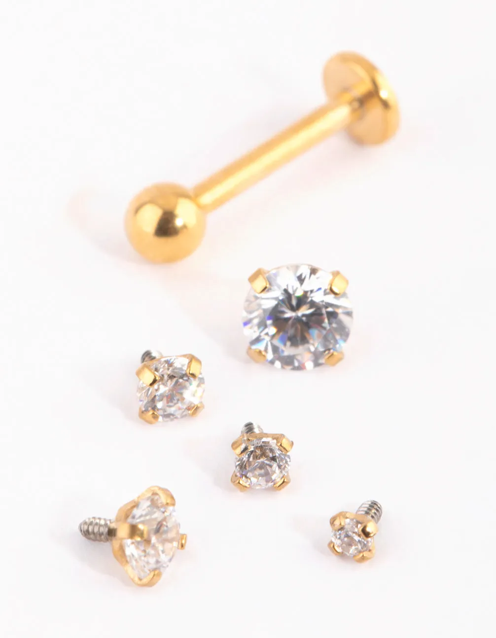 Gold Surgical Steel Graduated Stone Flat Back 6-Pack Shiny Detail