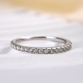 Fresh Mood Exclusive Craft Louily Moissanite Half Eternity Thin Women's Wedding Band